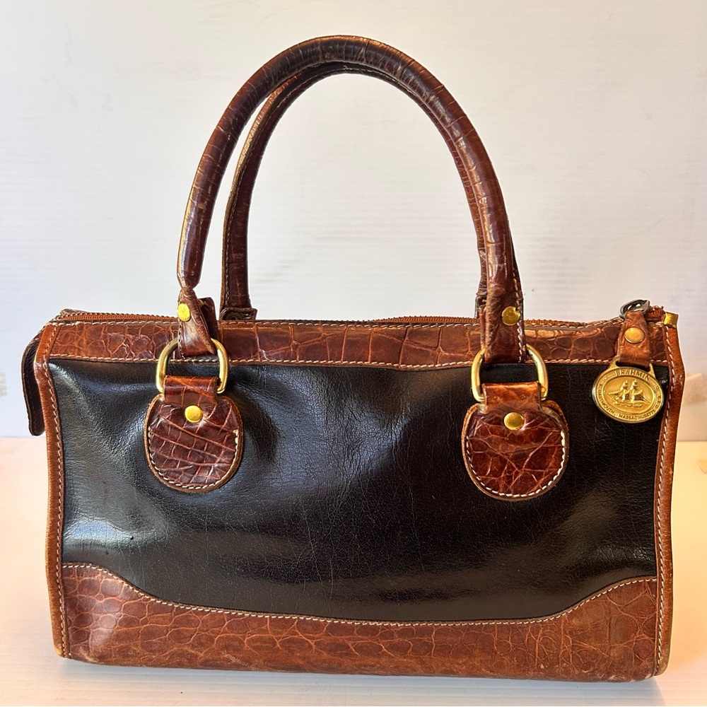 Brahmin Brown and Black Leather Satchel Vintage